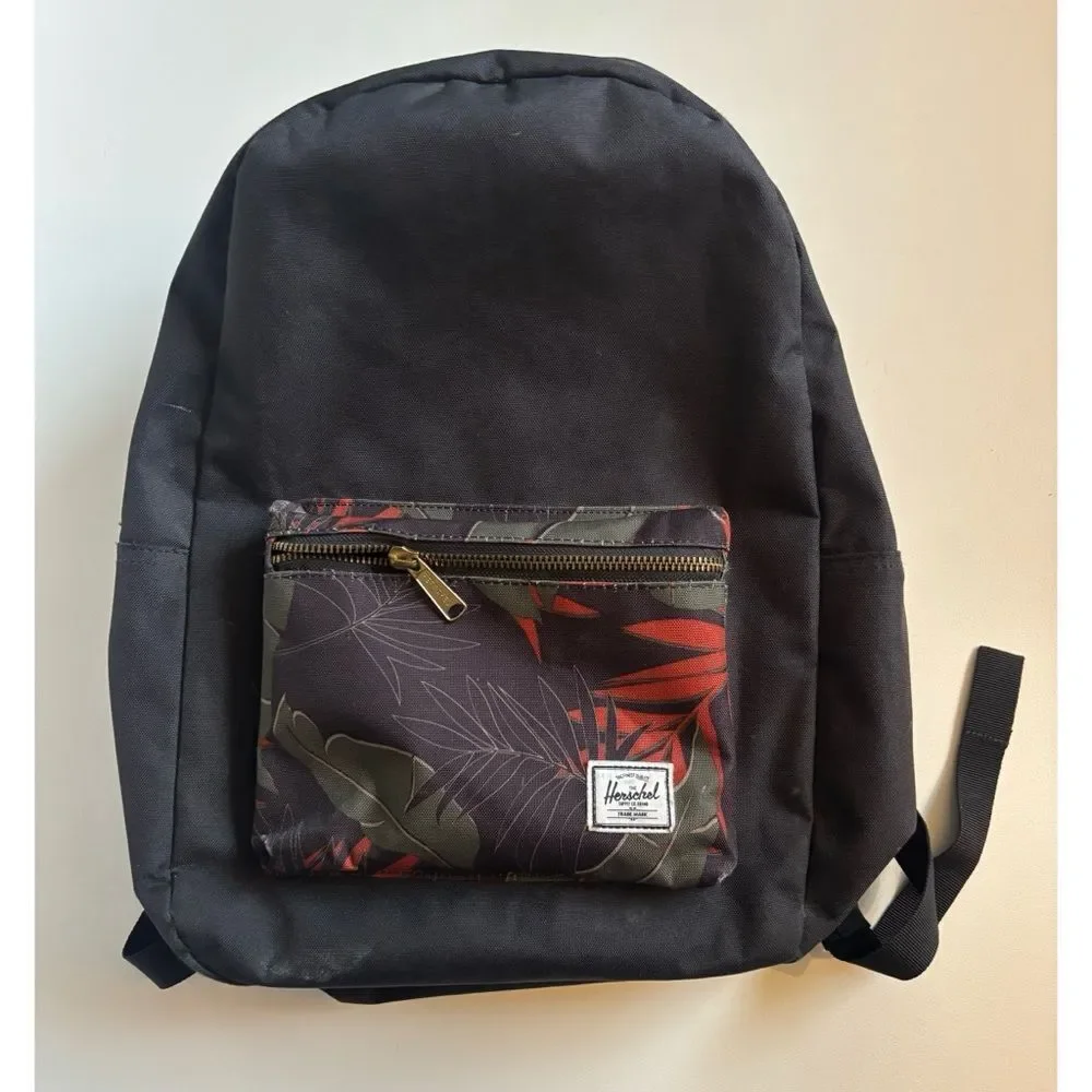 Herschel  Olive Palm Lives Backpack in Black ~ Used